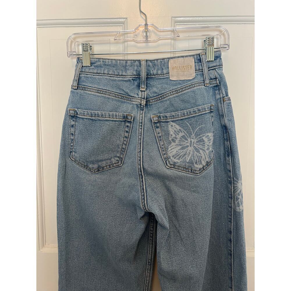 Hollister Women's 25 1R Butterfly Jeans Ultra High Rise Dad Light Wash L31 - Picture 5 of 14